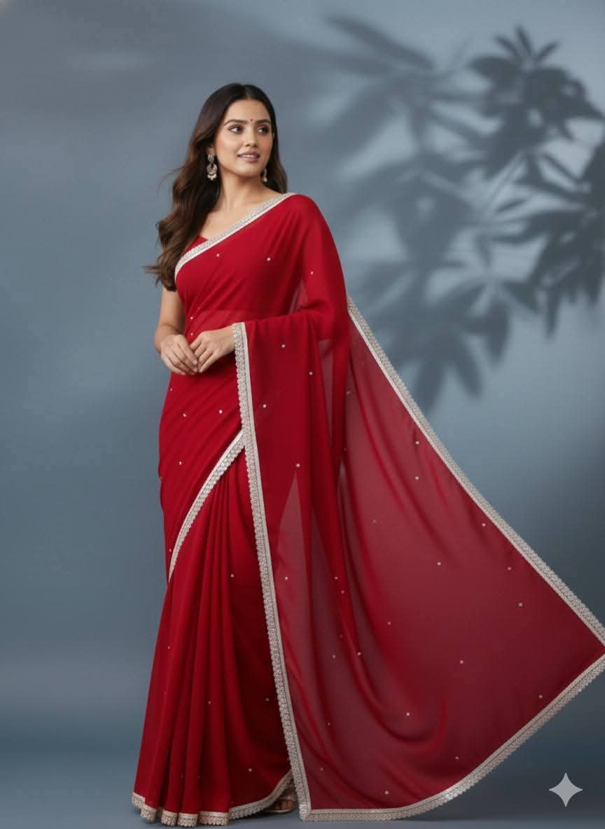 Georgette Sharee with Blouse Piece ছবি 5
