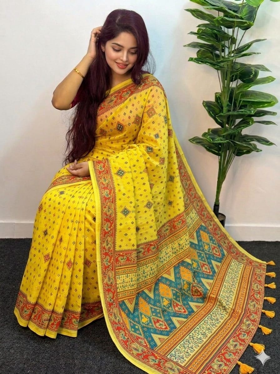 Cotton Skin Print Sharee with Blouse Piece ছবি 7