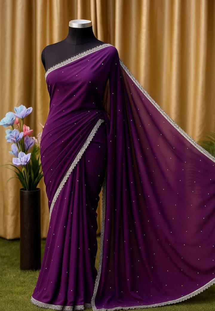 Georgette Sharee with Blouse Piece ছবি 9